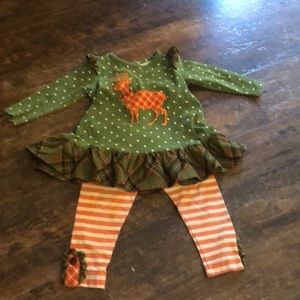 Little girls green deer outfit